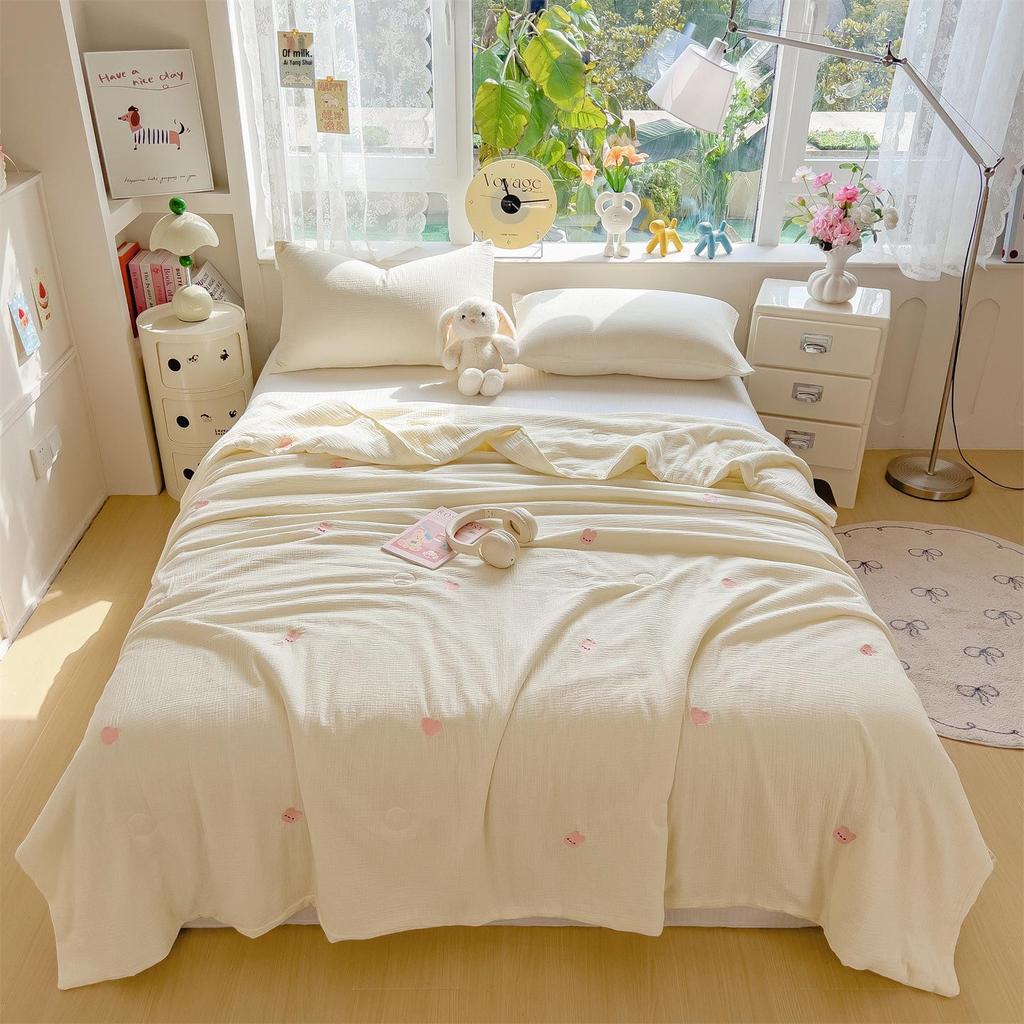 Modern Minimalist Soy Fiber Quilt - Pure Cotton, Washable, Wrinkle-Resistant Summer Blanket