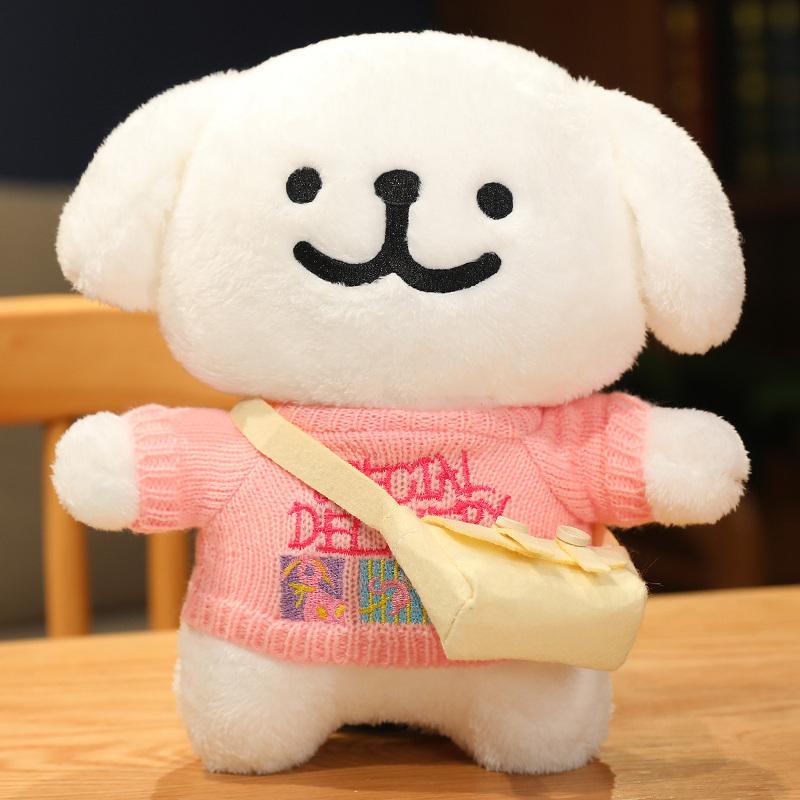 Cute Korean Maltese Dog Plush Toy Stuffed Soft Animal Cartoon Puppy Wear Clothes Pillow Birthday Christmas Gift for Kids