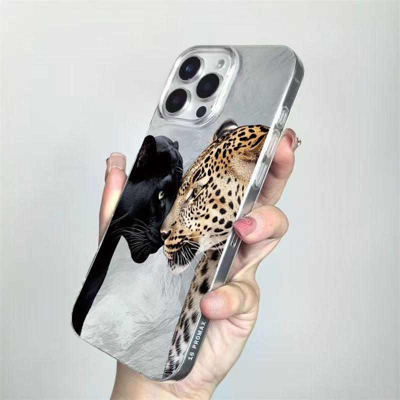 Leopard Print Glacier Shell iPhone Case for Apple 17, 16, 15 Plus & 14 Pro Max