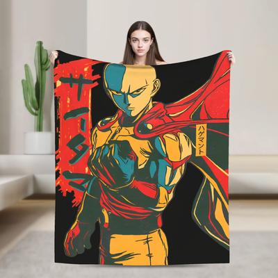 One Punch Man Saitama Anime Graphic Super Warm Blanket Picnic Plush Bedding Throws Print Flannel Bedspread Sofa Bed Cover