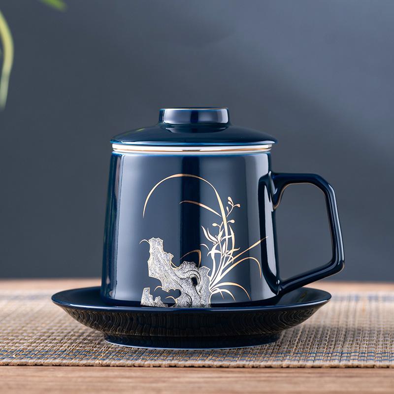 China Guofeng High-grade Heat-resistant Ceramic Tea Cup Tea Separation Cup Home Kung Fu Tea Set Personal Special