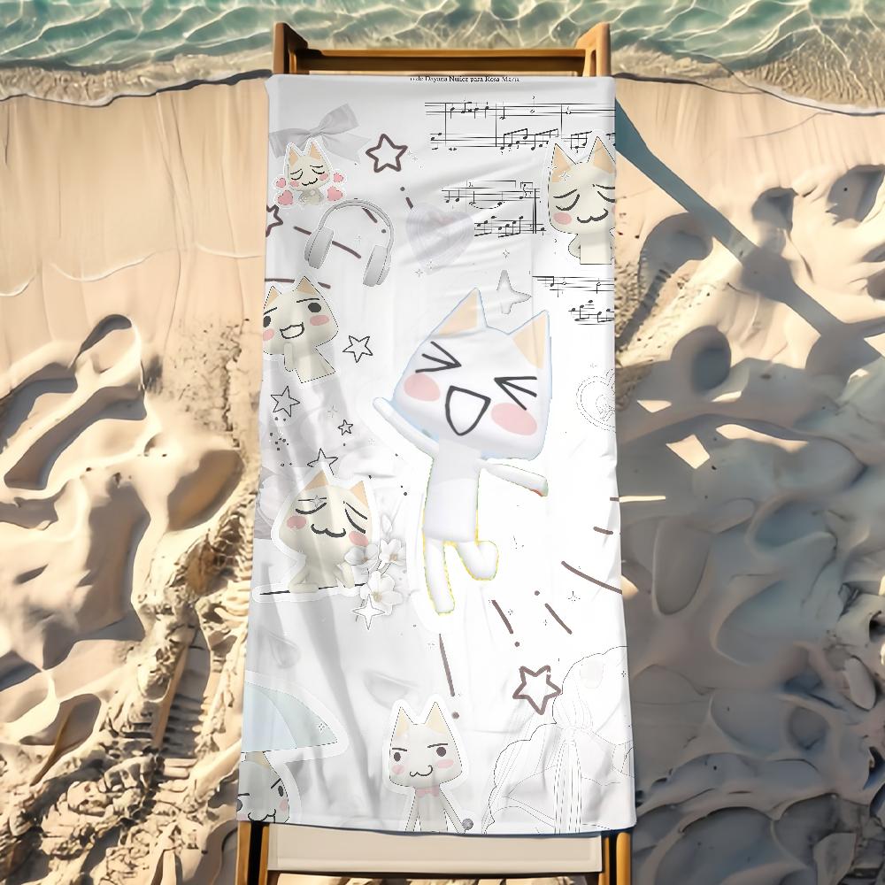 Cute Toro Inoue Cat Towel Beach Shower Bath Travel Lightweight Skin Friendly for Pool Camping Cruise Summer