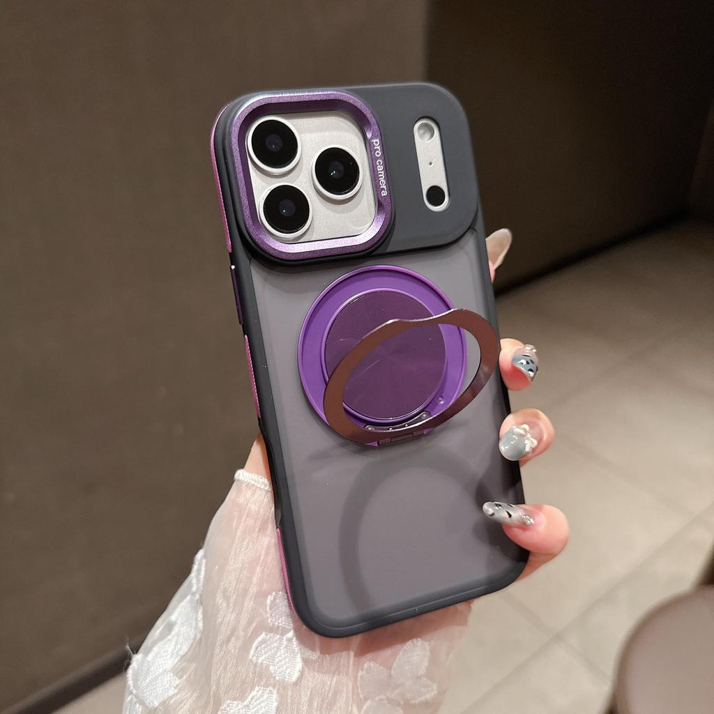 For iPhone 17 Pro Max Case Compatible with MagSafe Rotating Kickstand Skin Touch PC TPU Phone Cover