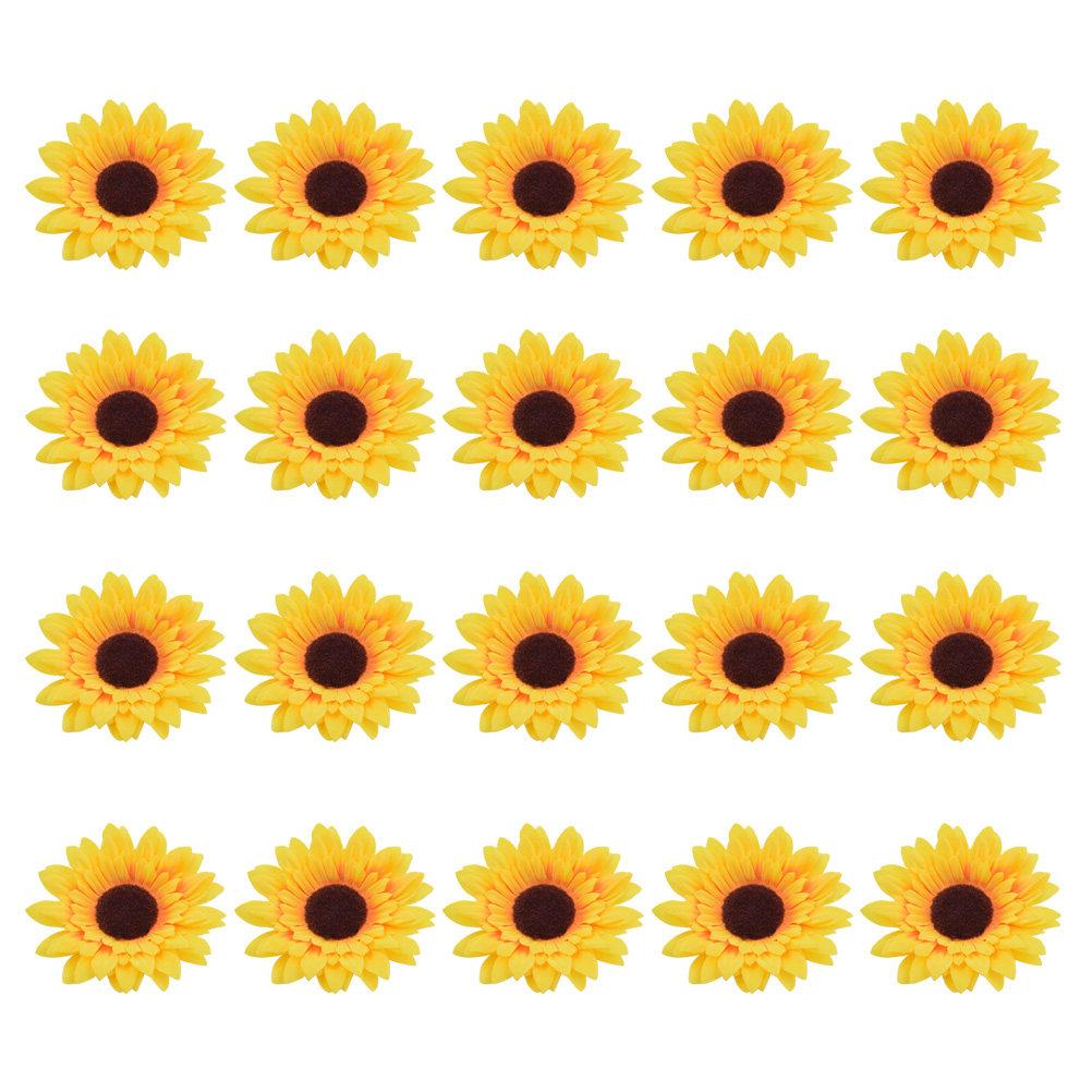 20Pcs Realistic Silk Artificial Sunflower Heads Lifelike Fake Sunflower Decoration for Home Wedding Party DIY Craft Wreath