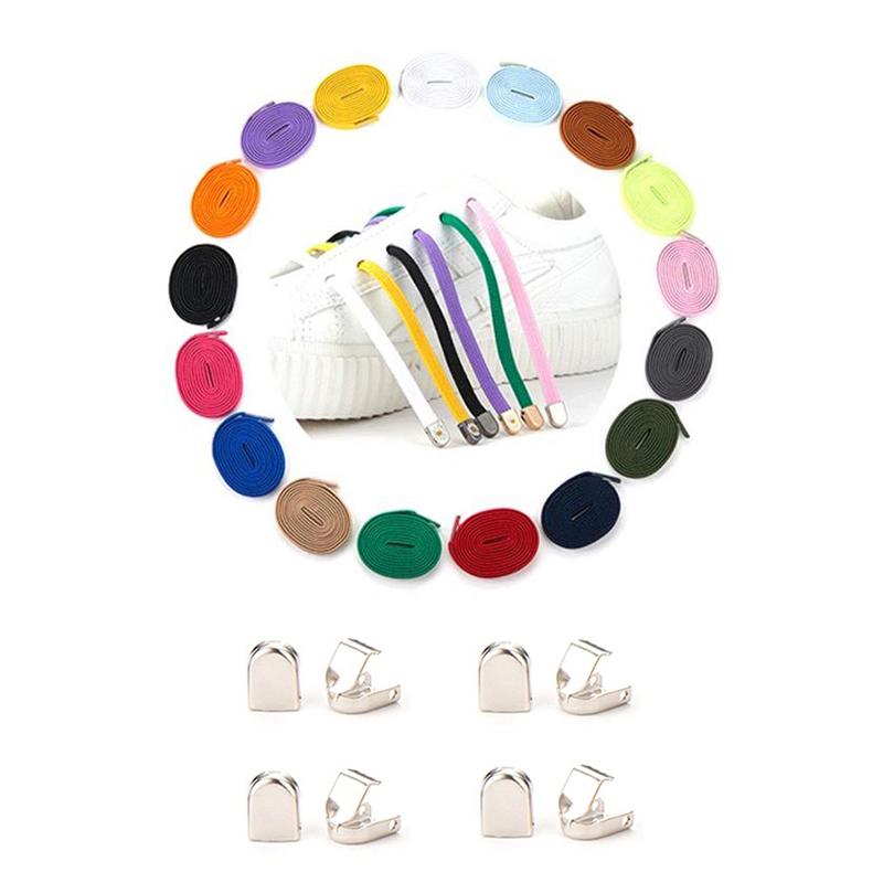 1Set No Tie Elastic Shoelace W/Shoe Buckle Leisure Sneakers   Unisex Shoe Lace