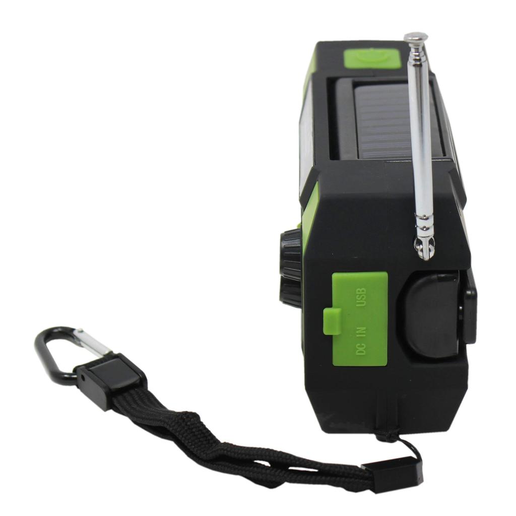 WINTECH Waterproof Portable Radio with LED Portable Charging USB Cable and Adapter Battery Solar Charging KDR-201CWP Hand-Crank FM/AM Light, Green,