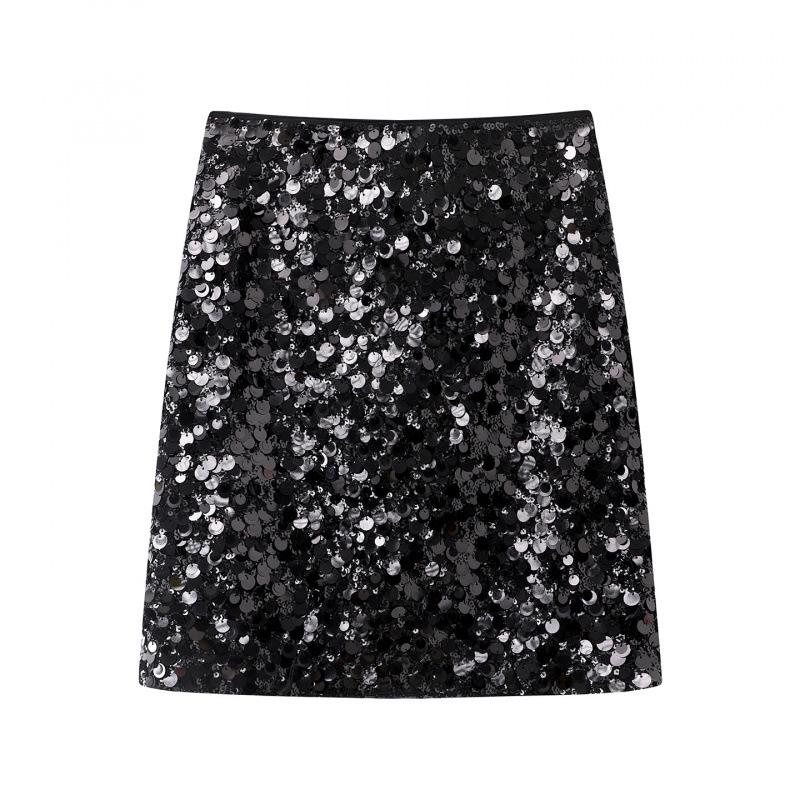 In Stock: 2025 Winter Women s High-Waisted Sequin Bodycon Skirt, Casual & Versatile Large чёрный