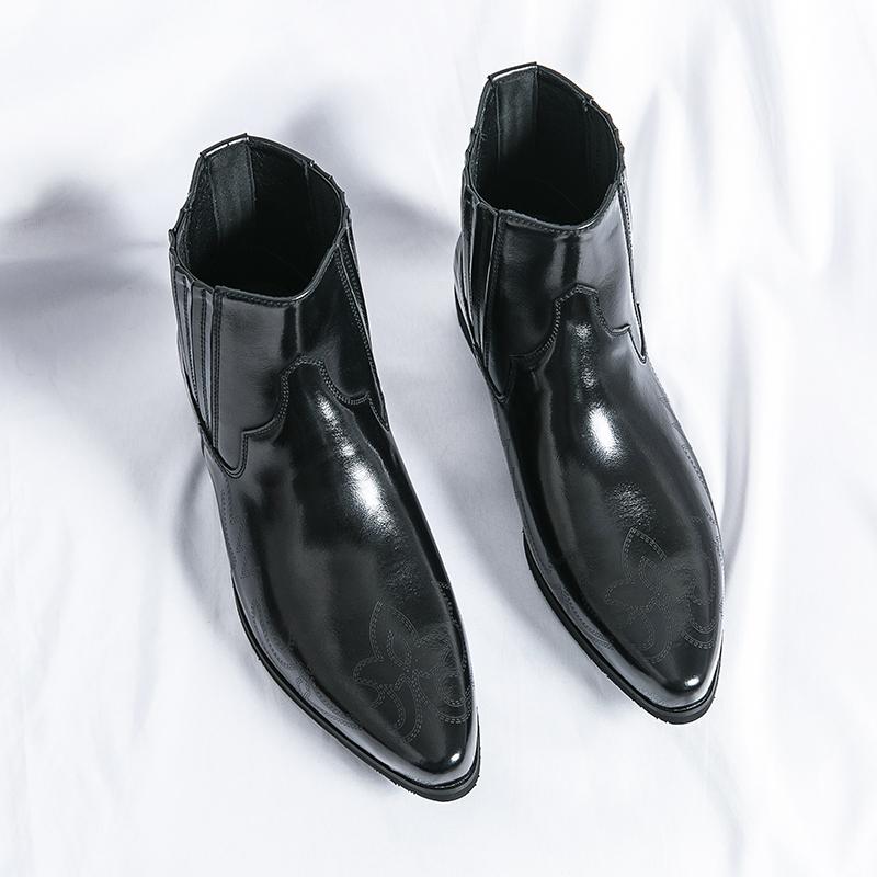 Stivali in Pelle Stile Metal Stivali di Moda a Metà Polpaccio Stivaletti Brogue Intagliati Stivali in Pelle Stivali da Uomo Scarpe di Lusso di Design Outdoor
