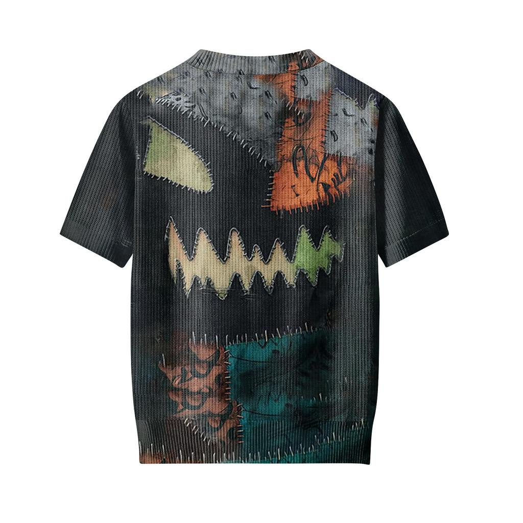 Women's Cute Sweater Knitted Fashion Casual Round-neck Short-sleeved  Cozy Print Top