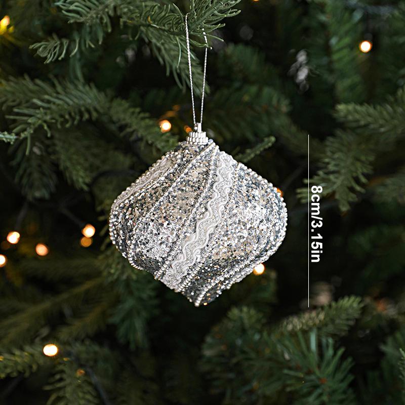 Luxury Silver Shining Christmas Tree Pendant & Drop Ornament Foamed Plastic  Christmas Ball Ornaments Home New Year Decoration