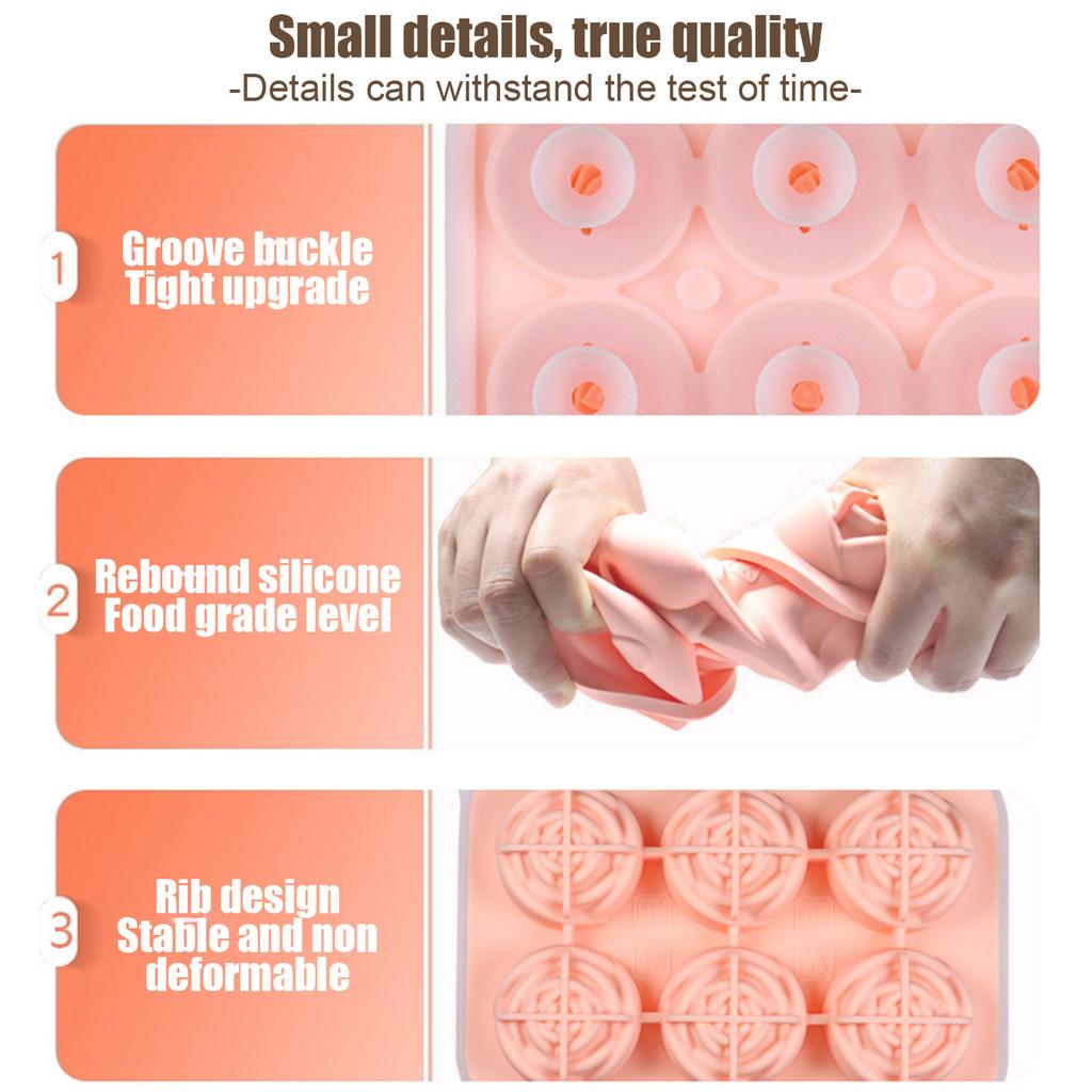 6-Cavity Rose Silicone Ice Cube Mold Easy Demolding Food-Grade For Drinks Desserts Kitchen Tool Stylish Decor Mold