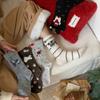 2 Pairs of Cute Autumn-winter Girls' Cartoon Plush Wool Socks with Frilled Cuffs, Versatile and Thick, Providing Good Warmth for Mid-calf Length Socks