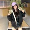 American Retro Fur Collar Hooded Parkas Trend Short Winter Jacket for Women Fashion Cotton Padded Outwear
