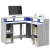 VidaXL Desk and LED Lights Sonoma Grey 130x130x91cm Engineered Wood, Computer Desk, Writing Desk, Furniture of 3309452