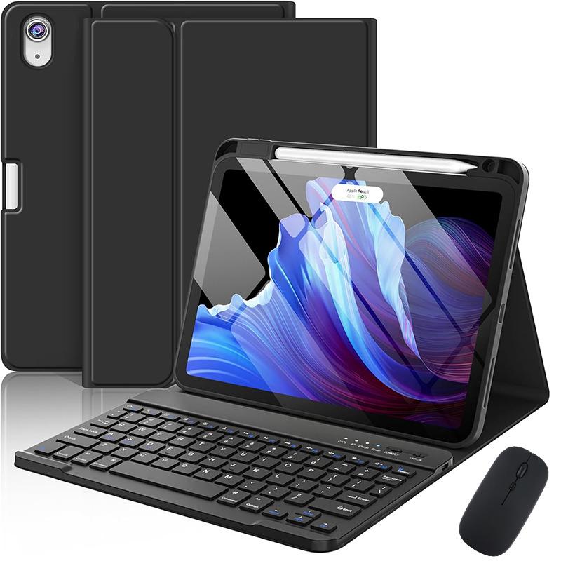 iPad 11th Gen Bluetooth Leather Keyboard Case with Pen Slot, 10.9 Inch