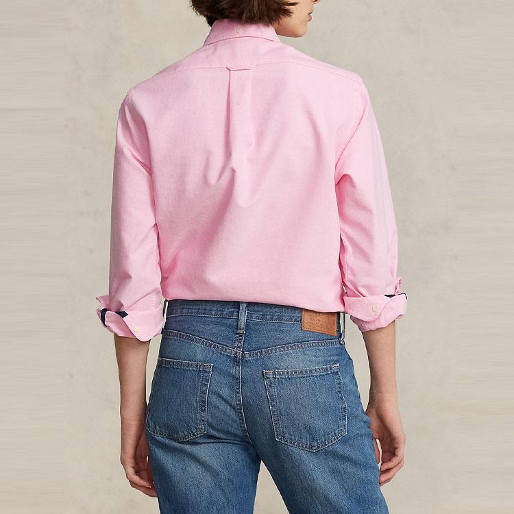 Polo Ralph Lauren Solid Color Long Sleeve Button Down Shirt With Chest Pocket Unisex Shirts Pink MNPOWOV16822179-650