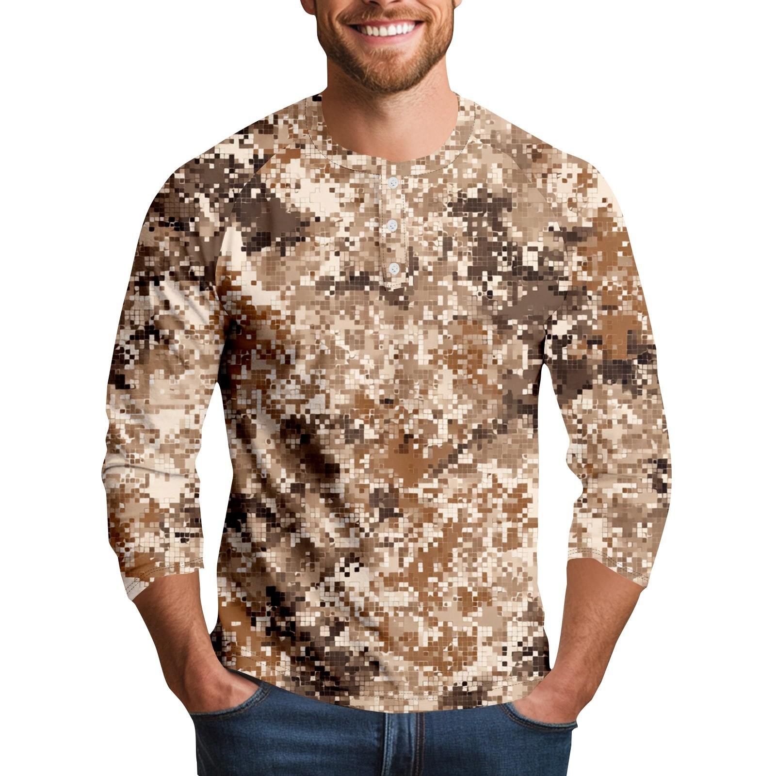 

Men s Camouflage Print Collar Seven Quarter Sleeve XXL