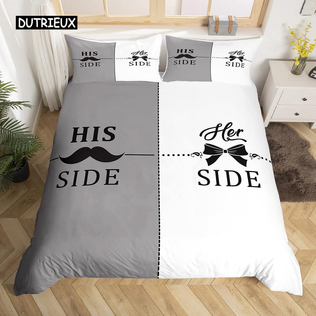 Páry Moderní Povlak na přikrývku Queen 220x240 260x240 Sada povlečení s korunkou Černá Bílá Povlak na manželskou postel 2 sp. Set pro dospělé
