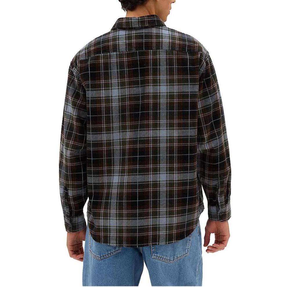 Vans Vollständig bedrucktes kariertes einreihiges Langarmhemd Herren Tops Schwarz Grau-Blau VN000AATKY8