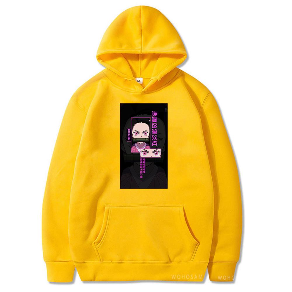 

Hararjuku Demon Slayer Kanroji Miritsu толстовки с капюшоном в стиле манга зимняя удобная уличная одежда теплая мужская и женская модные толстовки с круглым вырезом 4XL жёлтый