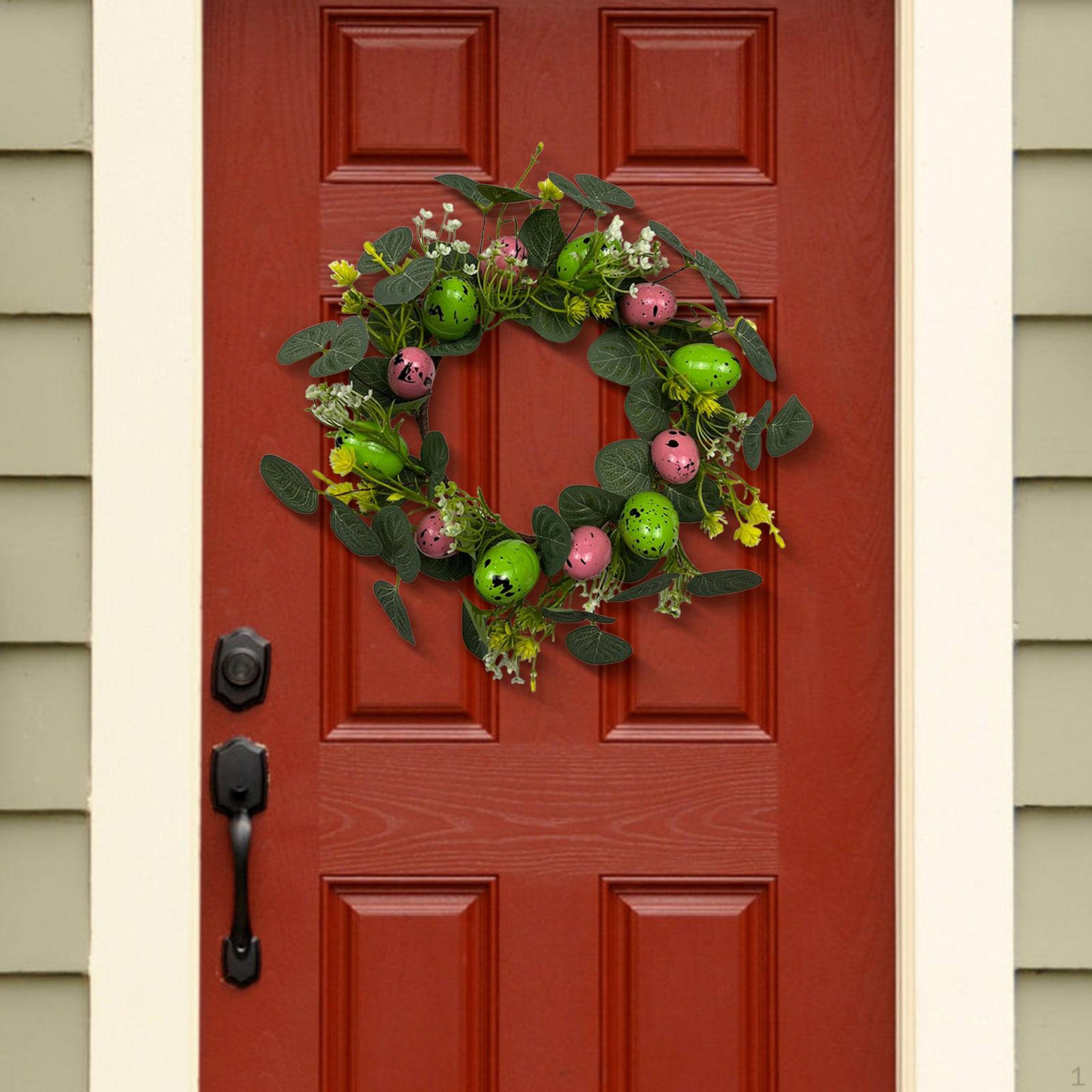 

Easter Egg Wreath Artificial Wreaths Garland with Colorful Eggs for Patio Porch