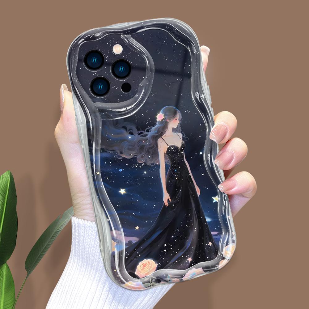 Model de desene animate Carcasă cu textura cremă Marginea ondulată Husă din silicon moale Husă pentru telefon pentru iPhone Samsung Huawei Honor Xiaomi Redmi Infinix Tecno