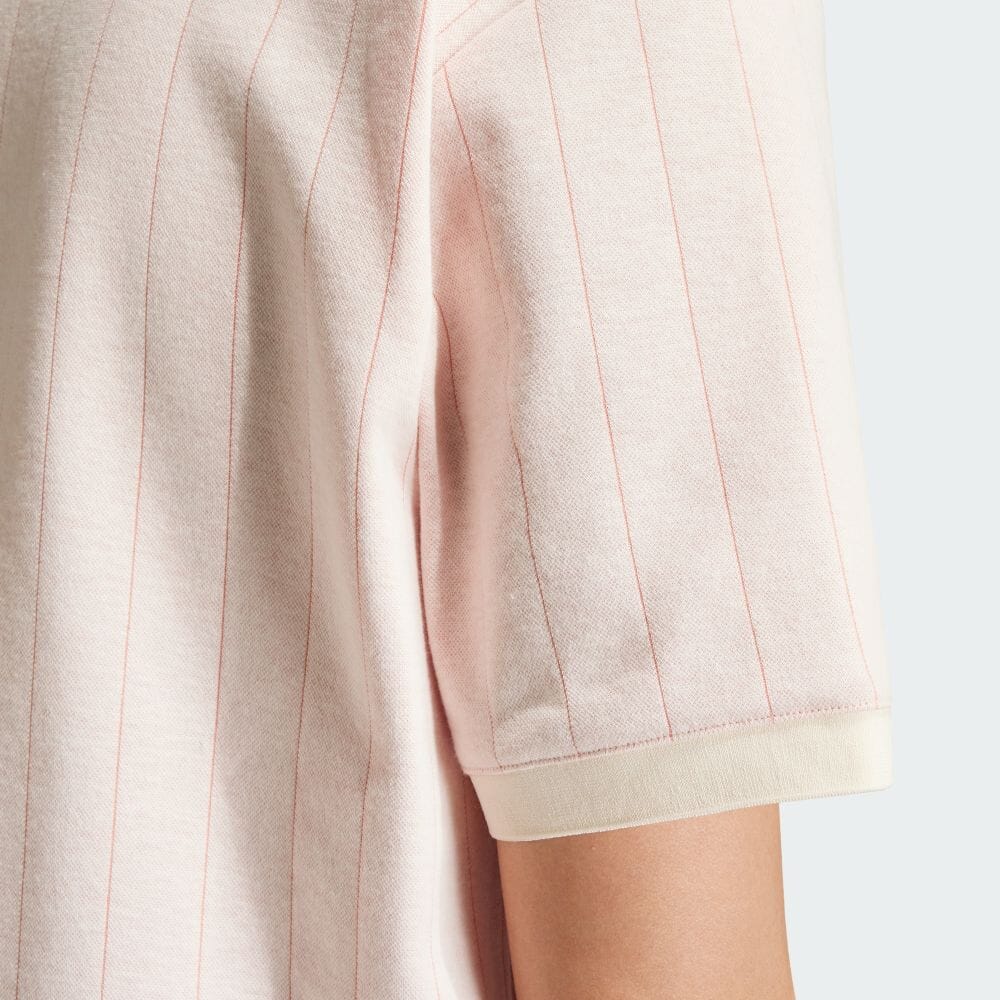 Adidas Originals Striped Embroidered Logo Polo Shirt Men Tops Light-Pink IU0209