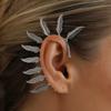 Metal Feather Ear Hanging, Integrated Ear Clips Without Ear Piercings, Exaggerated Design Earrings
