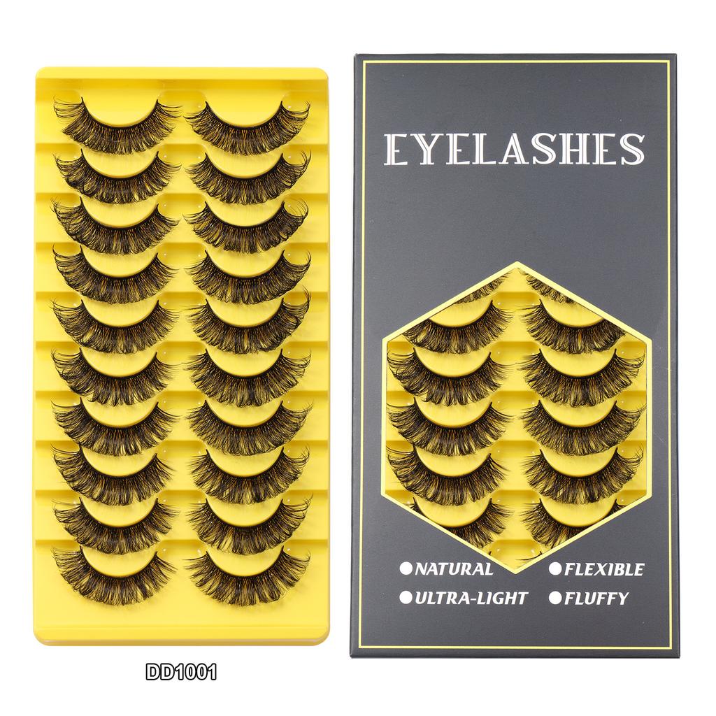 10 Pairs Of Boxed False Eyelashes, Naturally Soft And Dense Eyelashes, Simulated Chemical Fiber Eyelashes