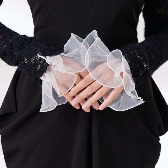 Formal Dress Sleeve Trims Detachable Ruffled Cuffs for Women, Elastic Layered Tulle Fake Cuffs, Decorative Fashionable Arm Extensions Wrist