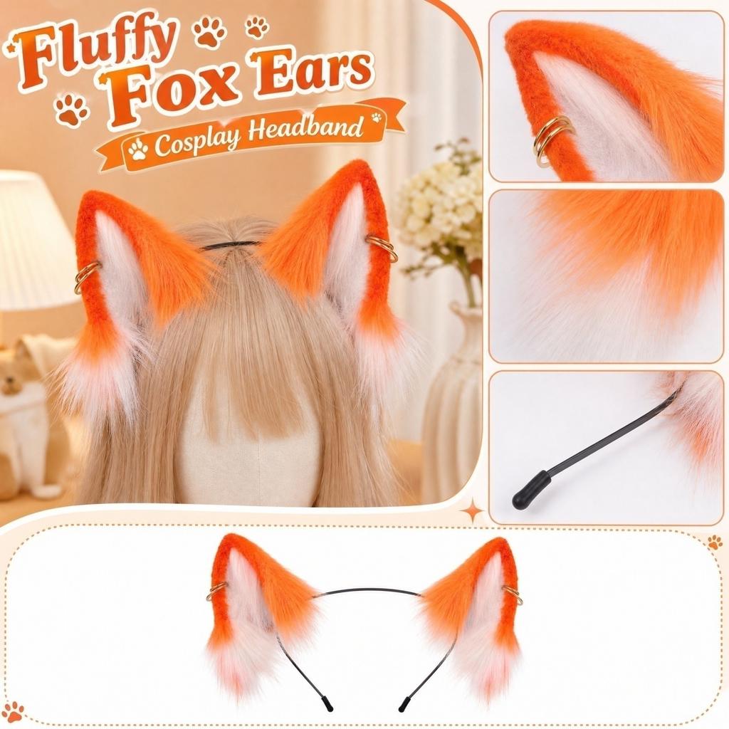 Bandeau Oreilles Pelucheuses Réalistes pour Accessoire de Costume Cosplay
