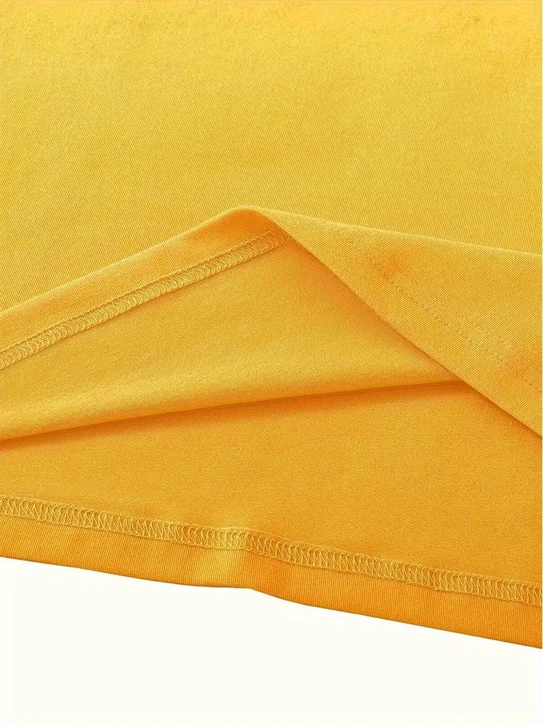 European and American Women's Yellow Short-Sleeved Top with Picture Design