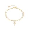 Luxury-luxurious Style Cross-shaped Round Beads Double-layered Layered Hand Chain for Women, High-end Accessory with Elegant Style