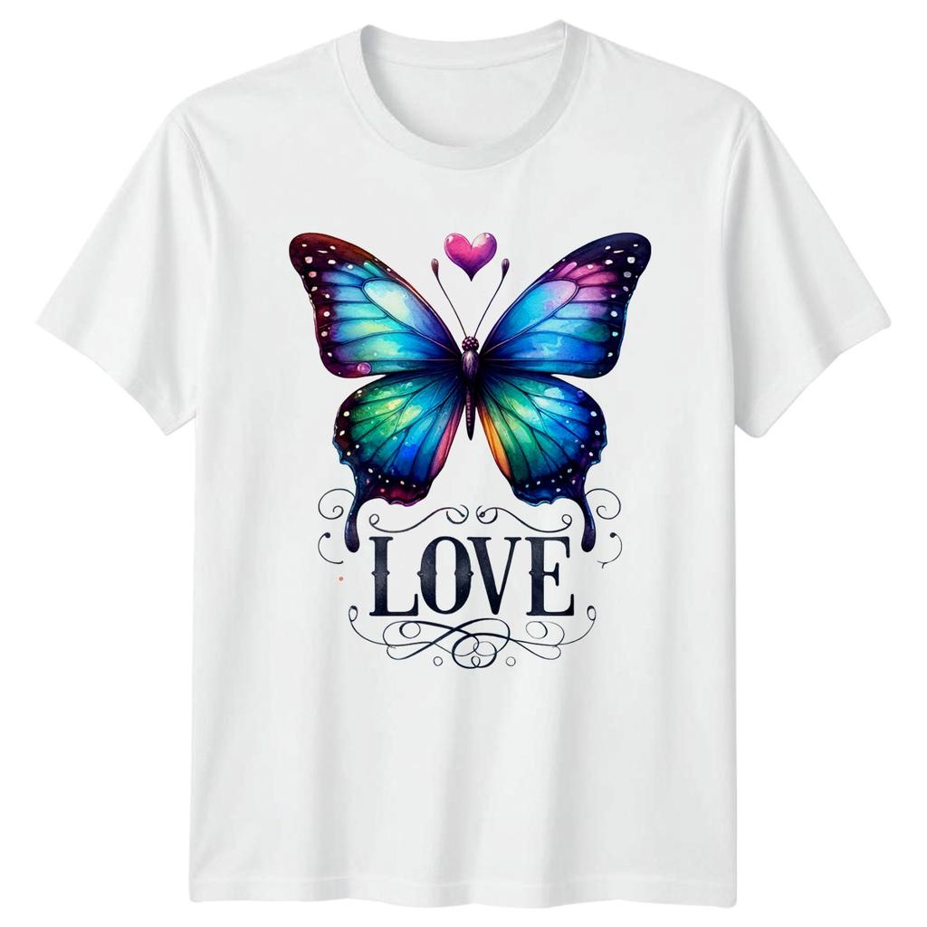 Love Unisexs TShirt Watercolor Butterfly Valentines Day Gift For Her