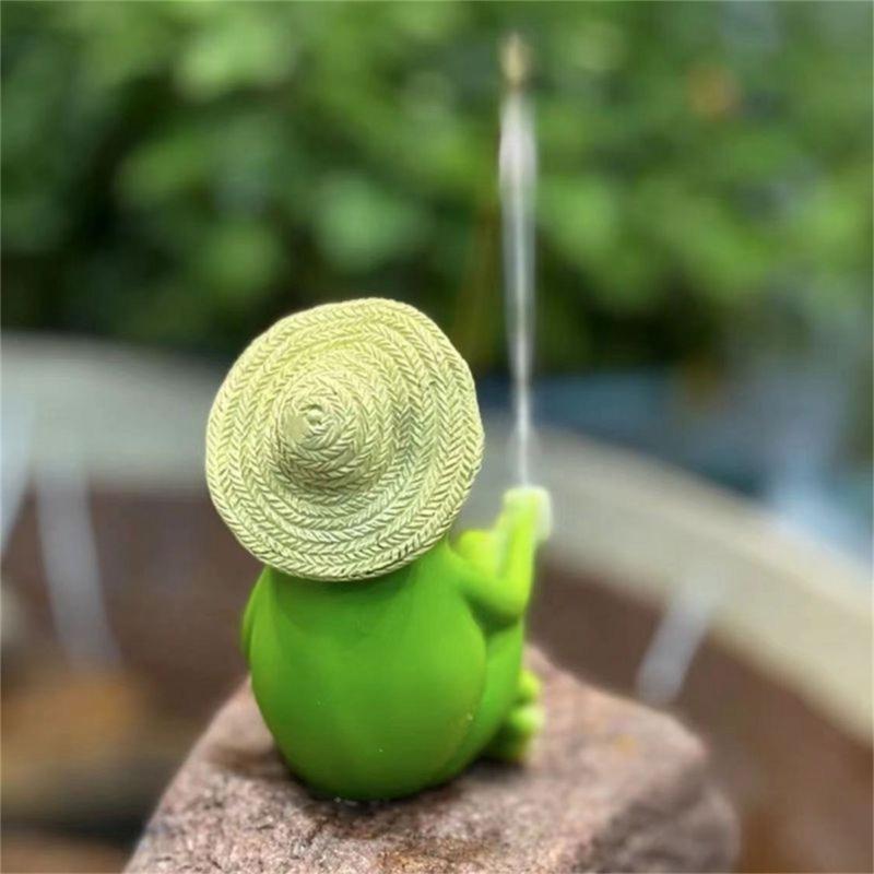 Funny Frogs Panda Fishing Statue for Garden Outdoor Decors Resins Animal Miniature Figurine Landscape Sculpture Ornament