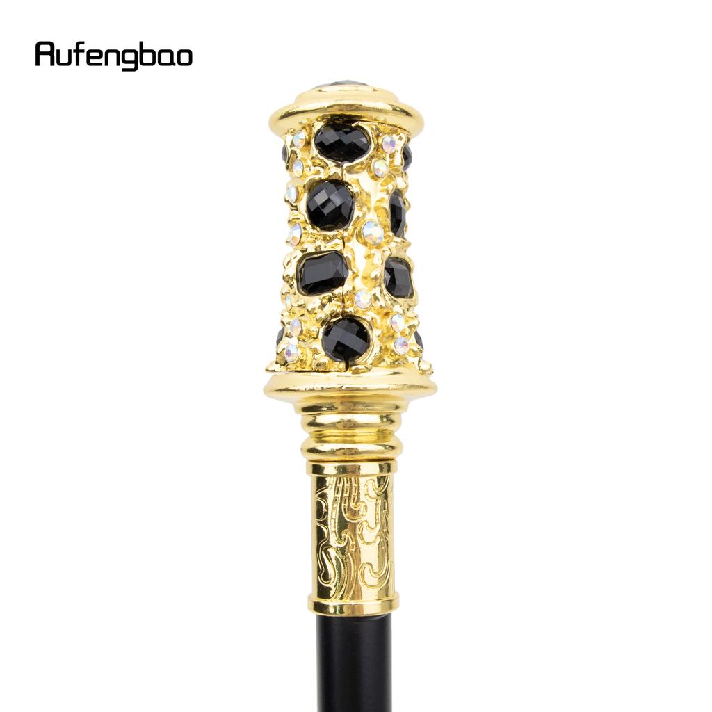 Black Artificial Diamond Walking Cane Fashion Decorative Walking Stick Gentleman Elegant Cosplay Cane Knob Crosier 93cm