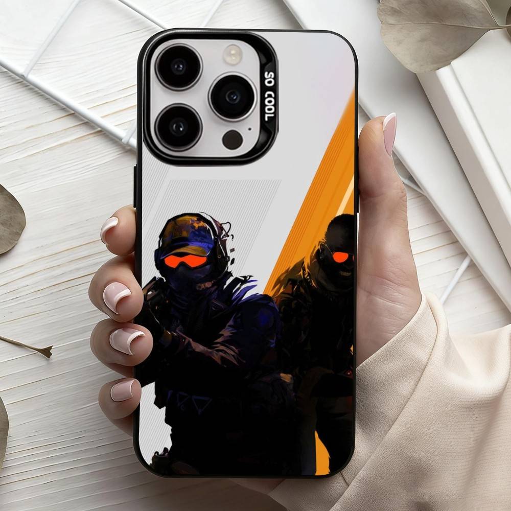 G-Game CS2 C-Counter S-S-Strikes   Phone Case For iPhone17,16,15,14,13,12,11 Plus,Pro Max Black Candy Silver Plated Cover