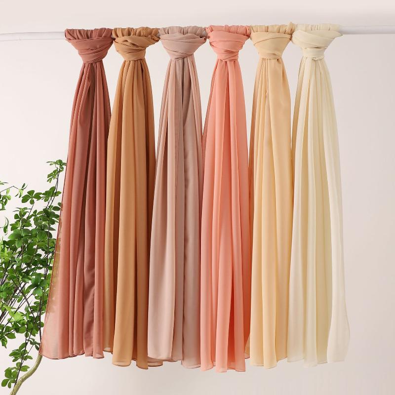 Ramadan Muslim Chiffon Hijabs For Woman Plain Color Headscarf Long Shawl Scarf Thin Breathable Sunscreen Head Wrap Hijabs Scarf