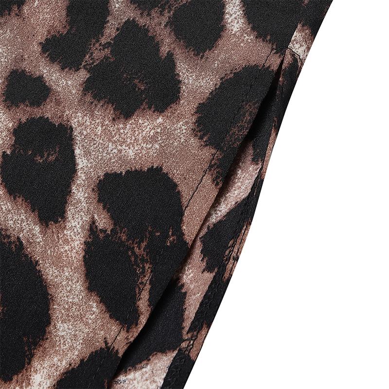 ZANZEA Women Casual Turn Down Collar Long Sleeve Leopard Print Dress