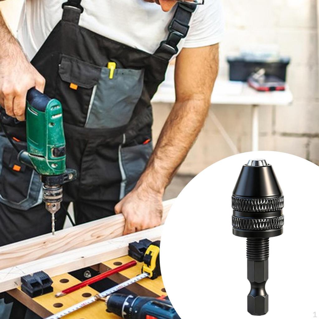 3 Jaw Keyless Chuck Hex Shank Three Aluminum Alloy Screwdriver Adapter Converter