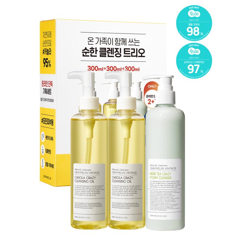 

ЛУЧШИЙ Очищающий 2+1 (Масло для умывания с канолой 300млx2 + Травяная пенка для умывания 300мл)