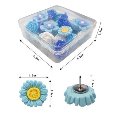 30Pcs Chinchetas Portátiles DIY Mariposa Chinchetas Florales Creativas 3D con Caja Chinchetas de Pulgar Coloridas Suministros de Encuadernación para Oficina