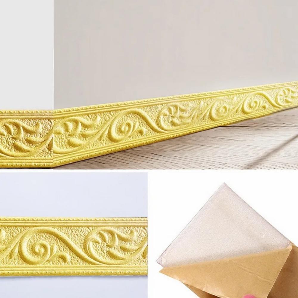 1pc 2.3mX6cm 3D Wall Trim Line Skirting Sticker Self-Adhesive Wall Trim Sticker Household Waterproof Baseboard Wall-paper