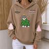 Women's Casual Christmas Print Long Sleeve Hoodie Sweatshirt for Holiday Wear
