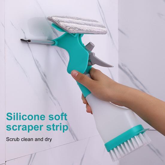 1/2/3Pcs Window Wiper 4-in-1 Glass Cleaner Tool with Spray Bottle Scrubber Scraper Sprayer Multifunctional Window Cleaning Kit