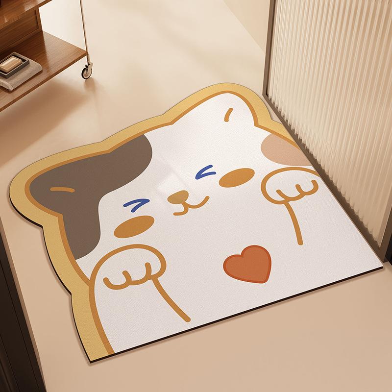 

Cartoon Diatom Mud Bathroom Floor Pad Bathroom Doorway Odd Shape Absorbing Door Mat Bath Area New Non-slip Foot Mat 50*50cm