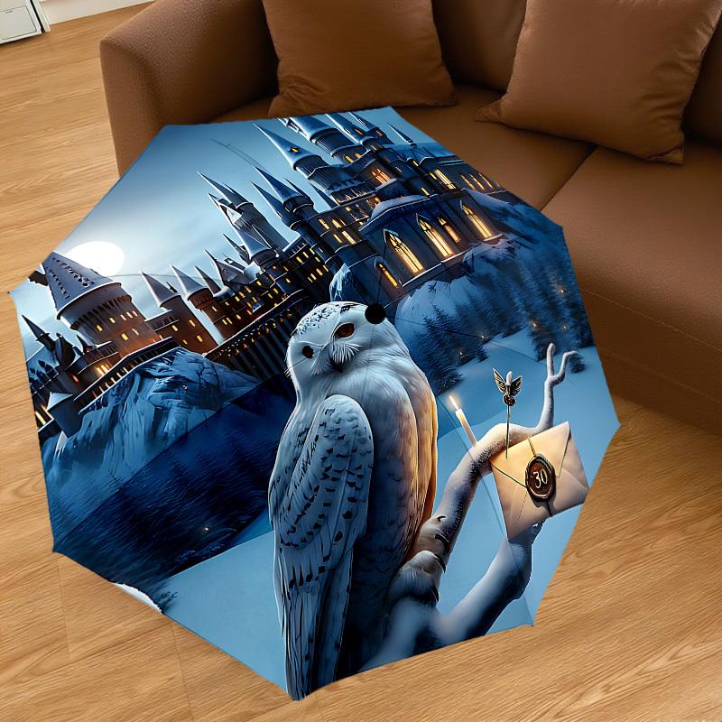 1PC Hogwarts Owl Umbrella-8-Rib Reinforced, Automatic Open, Lightweight & Durable, Cute Fashion Accessory for Outdoor, D2672