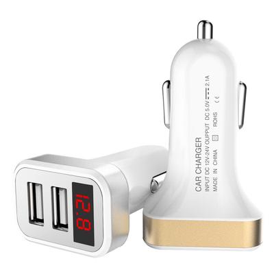 Caricabatteria per auto per telefono cellulare Adattatore caricabatterie USB doppio con display LED Tensione Corrente Avviso di bassa tensione Ricarica per telefono tablet