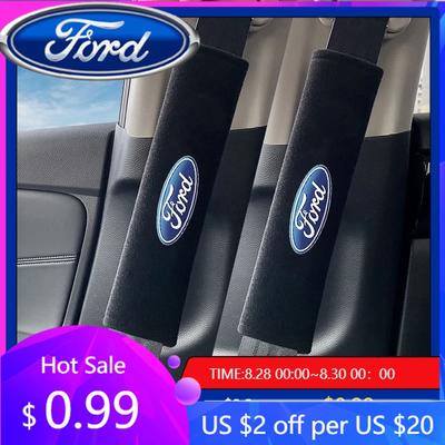 New 2026 Car Sticker 2Pcs Car Seat Belt Cover Adjustable Leather Car Safety Belt Cover for Ford Focus MK5 Fiesta ESCORT EcoSport
