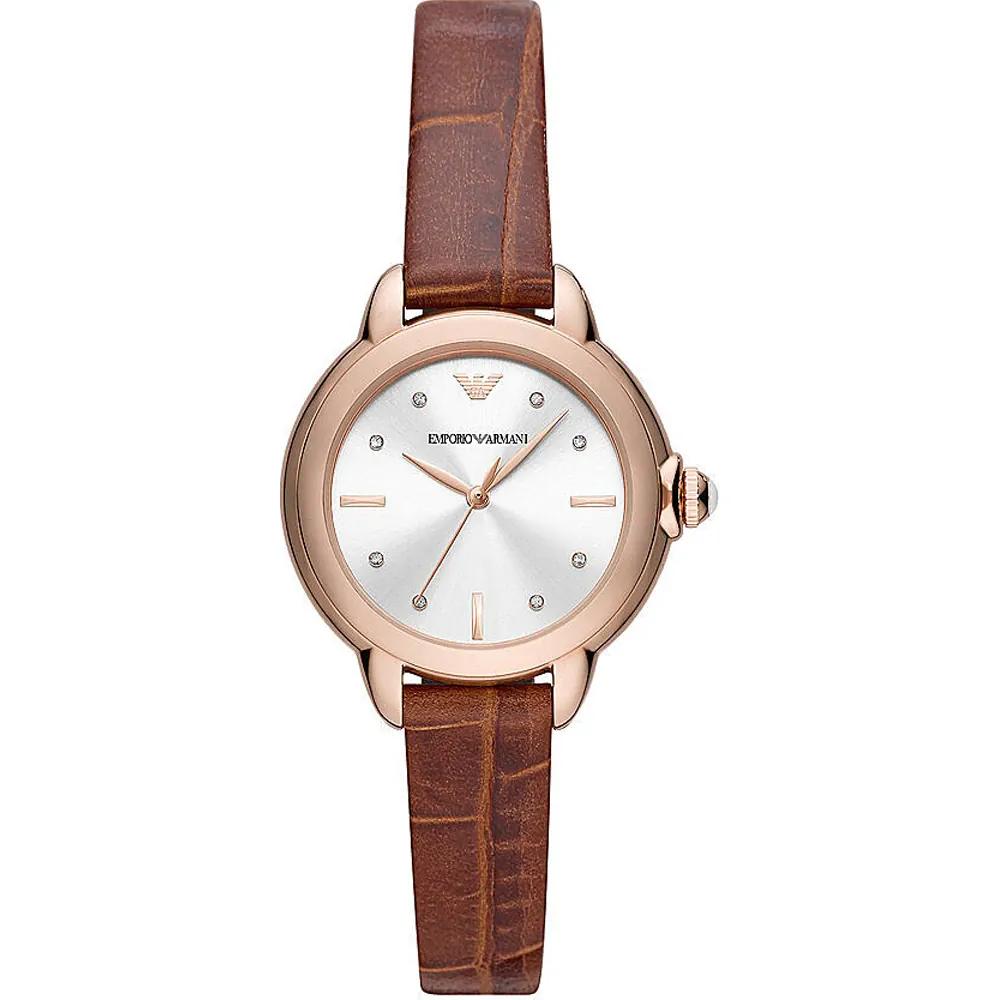 

Emporio Armani Mia Silver Leather Ladies Quartz AR11525 Watch серебряный